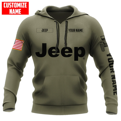 Jeep Custom Name Unisex Olive Hoodies All Over Print 3D