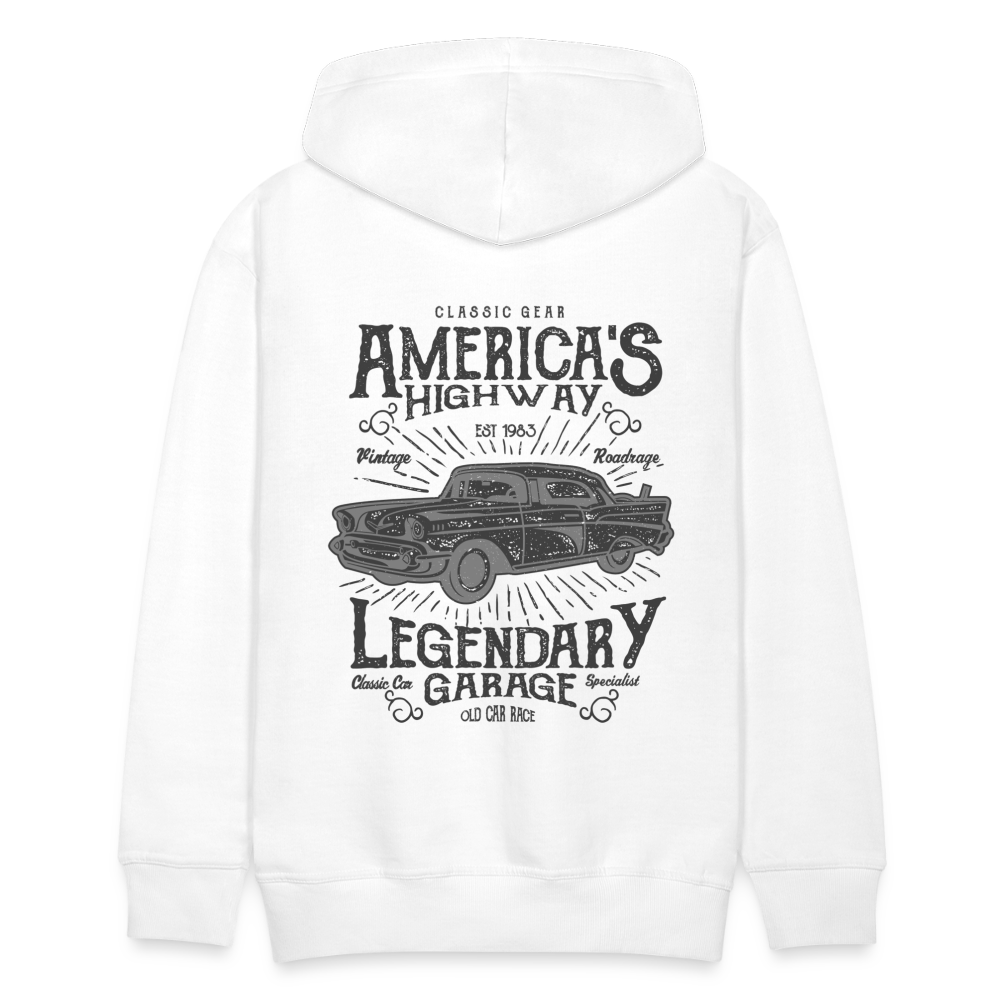 vintage car design America Highway Men’s Premium Hoodie - white