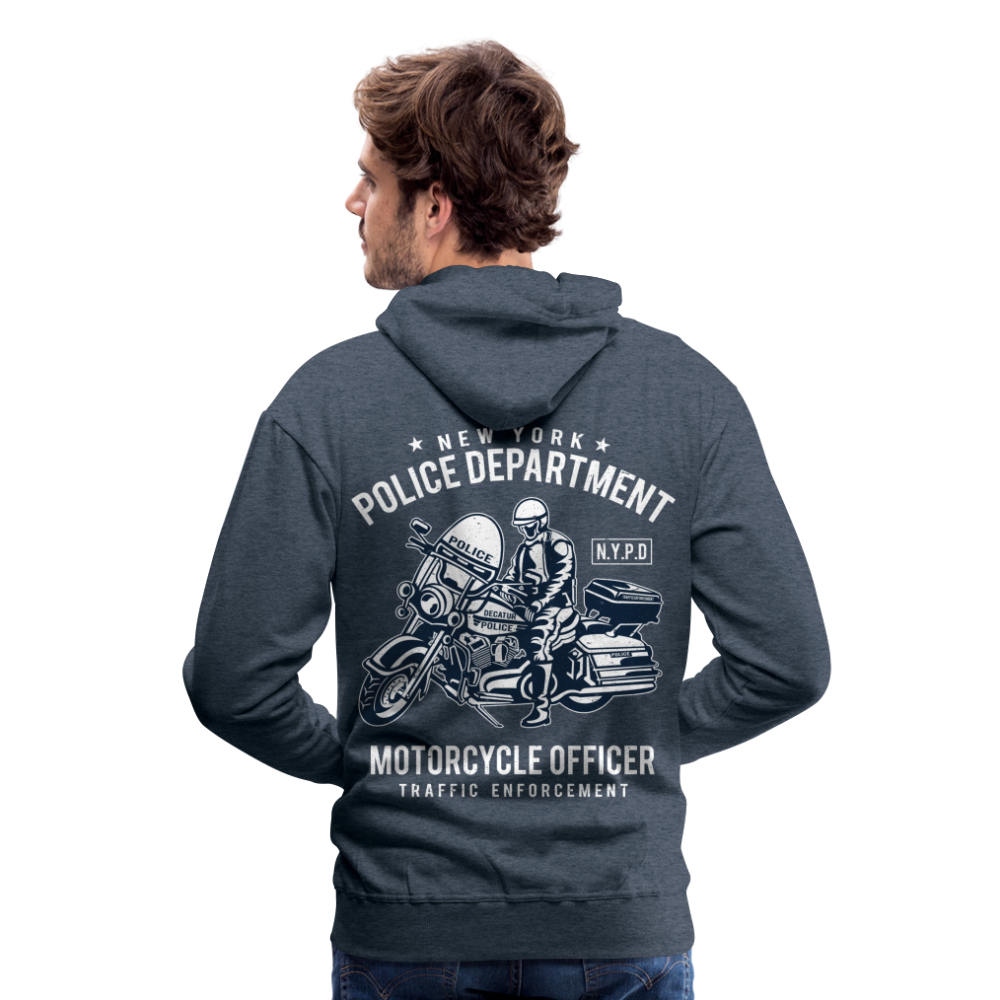 New York Police Department Motorcycle Officer Men’s Premium Hoodie - heather denim