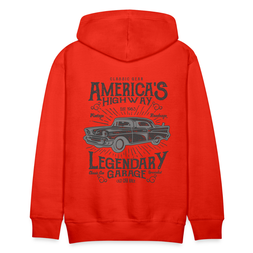 vintage car design America Highway Men’s Premium Hoodie - red