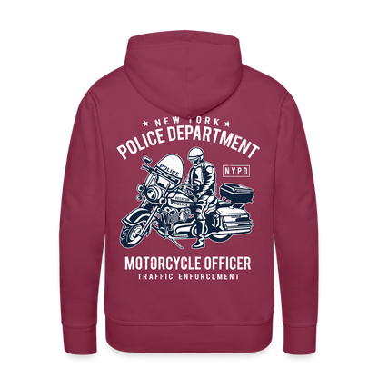 New York Police Department Motorcycle Officer Men’s Premium Hoodie - bordeaux