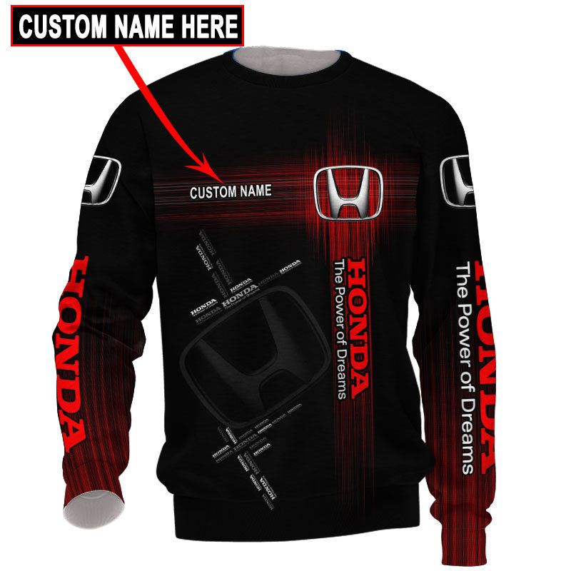 Honda Unisex Hoodies T-shirts Custom Name All Over Print V03