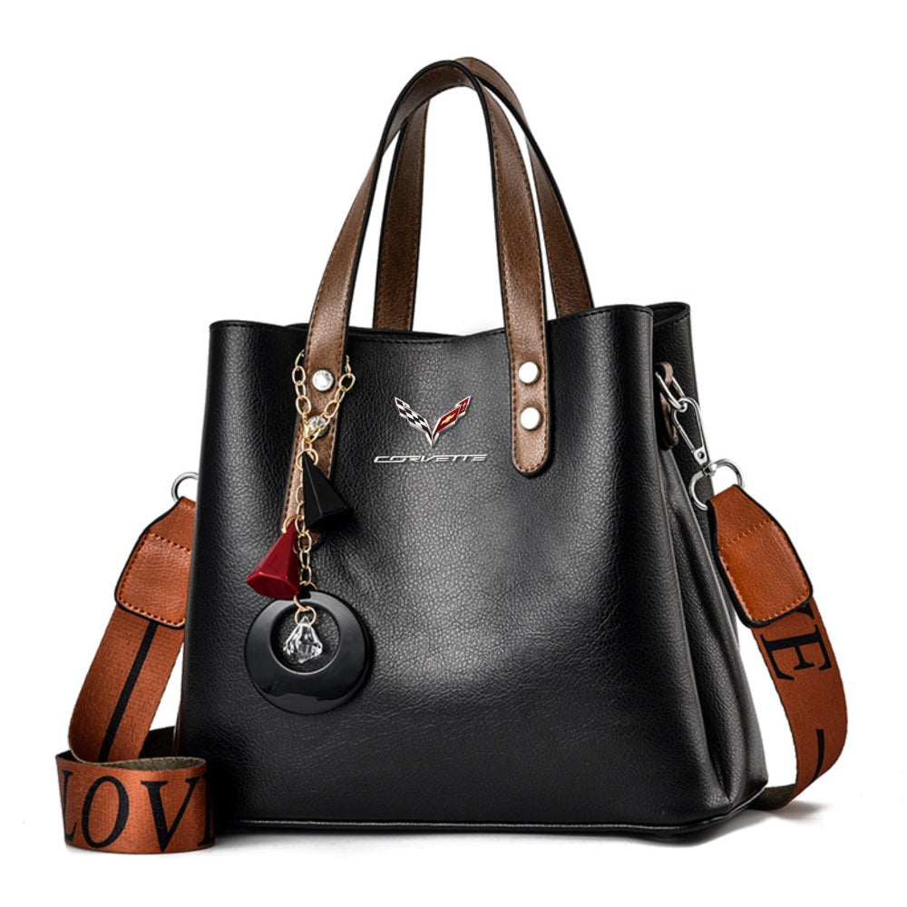 Corvette Luxury Leather Women Handbag-bag-Driver Apparel-Black-Driversapparel.com