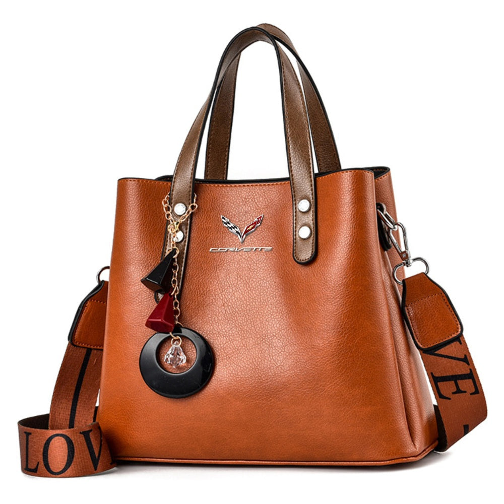 Corvette Luxury Leather Women Handbag-bag-Driver Apparel-Brown-Driversapparel.com