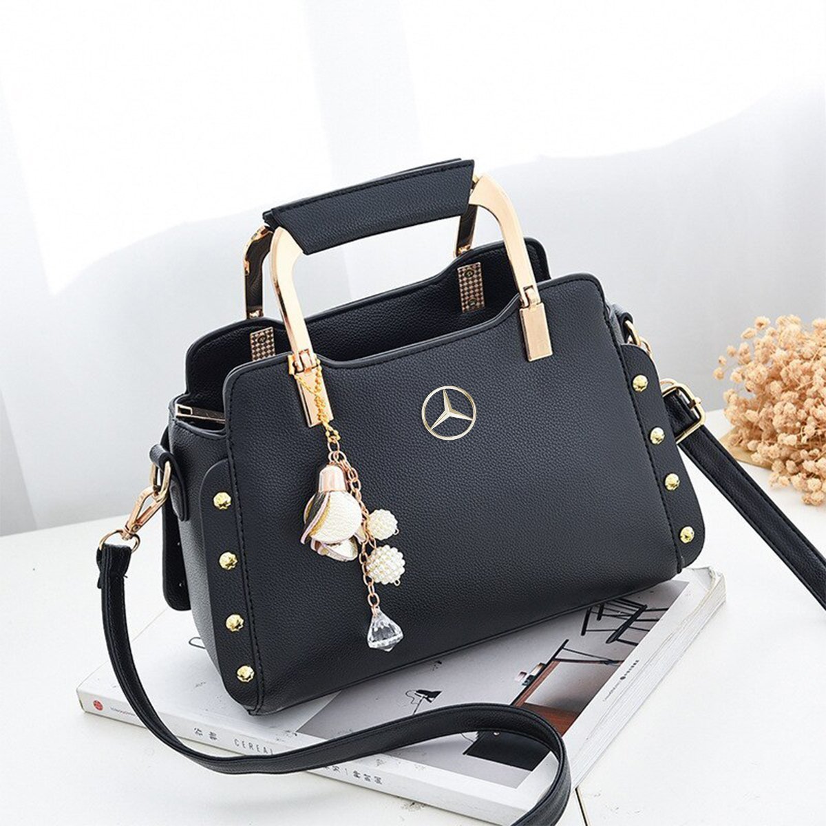 Mercedes Genuine Leather Ladies Handbag-bag-Driver Apparel-Black-Driversapparel.com