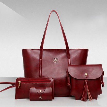 Mercedes Luxury 4Pcs Women Tote Bag Set-bag-Driver Apparel-Marron-Driversapparel.com