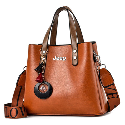 New Jeep Luxury Leather Women Handbag-bag-Driver Apparel-Brown-Driversapparel.com