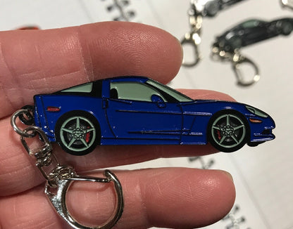 Corvette C6 Coupe Keychains, 7 Enamel Colors