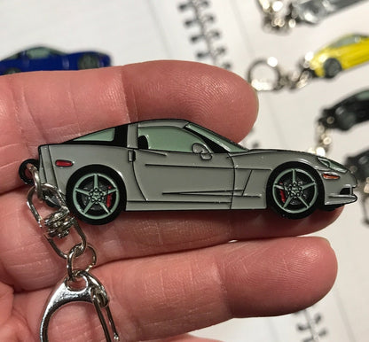 Corvette C6 Coupe Keychains, 7 Enamel Colors