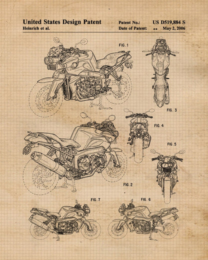 Vintage Motorcycle Patent Prints Set of 4