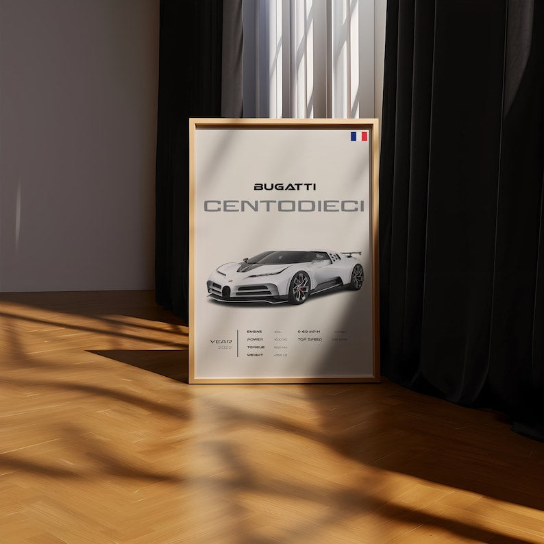 Bugatti Centodieci: Modern Supercar Wall Art