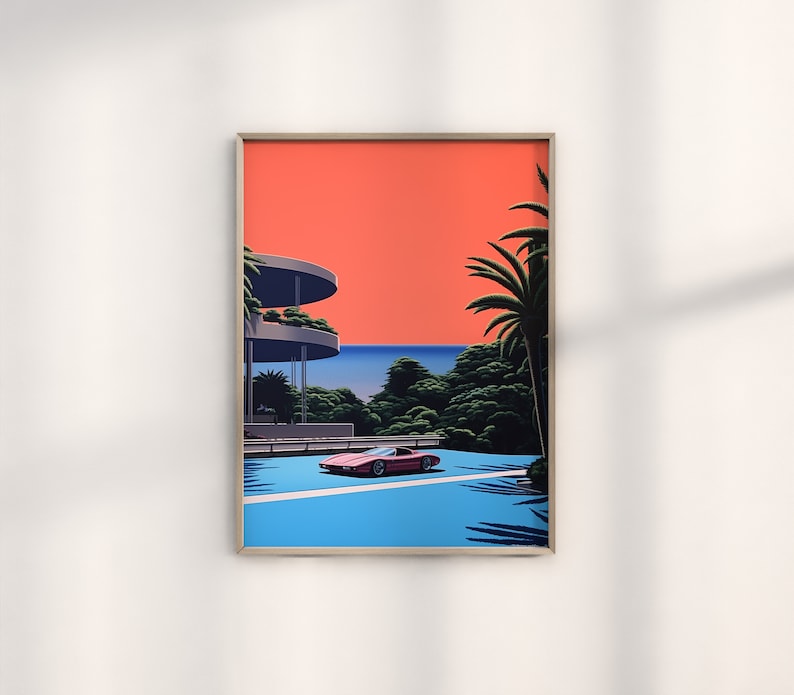 Hiroshi Nagai's Digital Ferrari Art: Retro Car Decor Trio