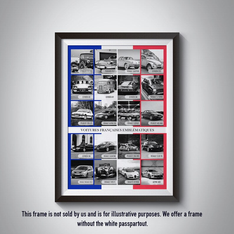 Iconic French Cars: Black & White Digital Poster