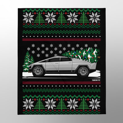 Hässliche Weihnachtsdecke - Tesla Cybertruck - Hässlicher Weihnachtspullover, Weihnachtsgeschenk für Autofahrer, Lustiges Weihnachtsgeschenk, Hässliche Weihnachten, Tesla-Geschenk