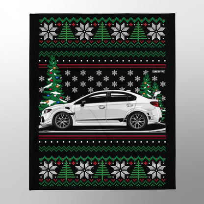 Hässliche Weihnachtsdecke - Subaru WRX in Weiß - Hässlicher Weihnachtspullover, Auto-Typ-Weihnachtsgeschenk, Lustiges Weihnachtsgeschenk, Hässlicher Weihnachtspullover, Subaru