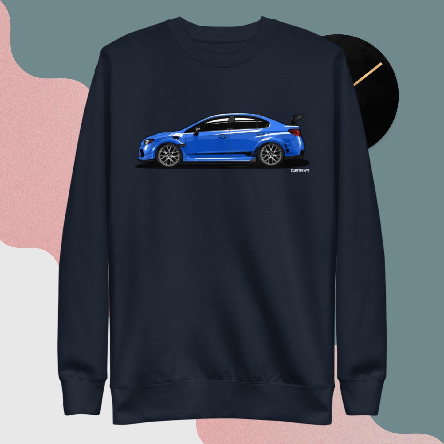 Subaru WRX STI in World Rally Blue – Extra bequemer Pullover aus Premium-Mischgewebe