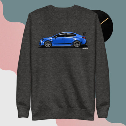 Subaru WRX STI in World Rally Blue – Extra bequemer Pullover aus Premium-Mischgewebe