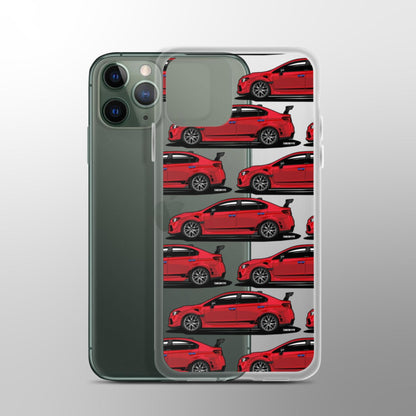 Transparente iPhone-Hülle für Subaru WRX STI, reines Rot