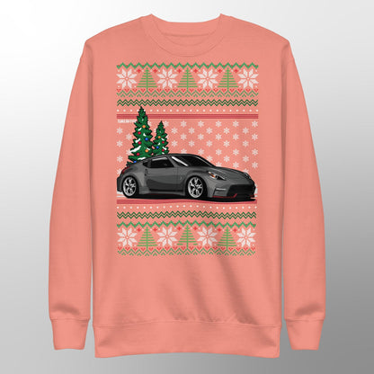 Hässlicher Weihnachtspullover - Nissan 370z in Grau - Hässlicher Weihnachtspullover - Weihnachtsgeschenk für Autofahrer, Lustiges Weihnachtsgeschenk, Nissan-Geschenk - 350z-Geschenk