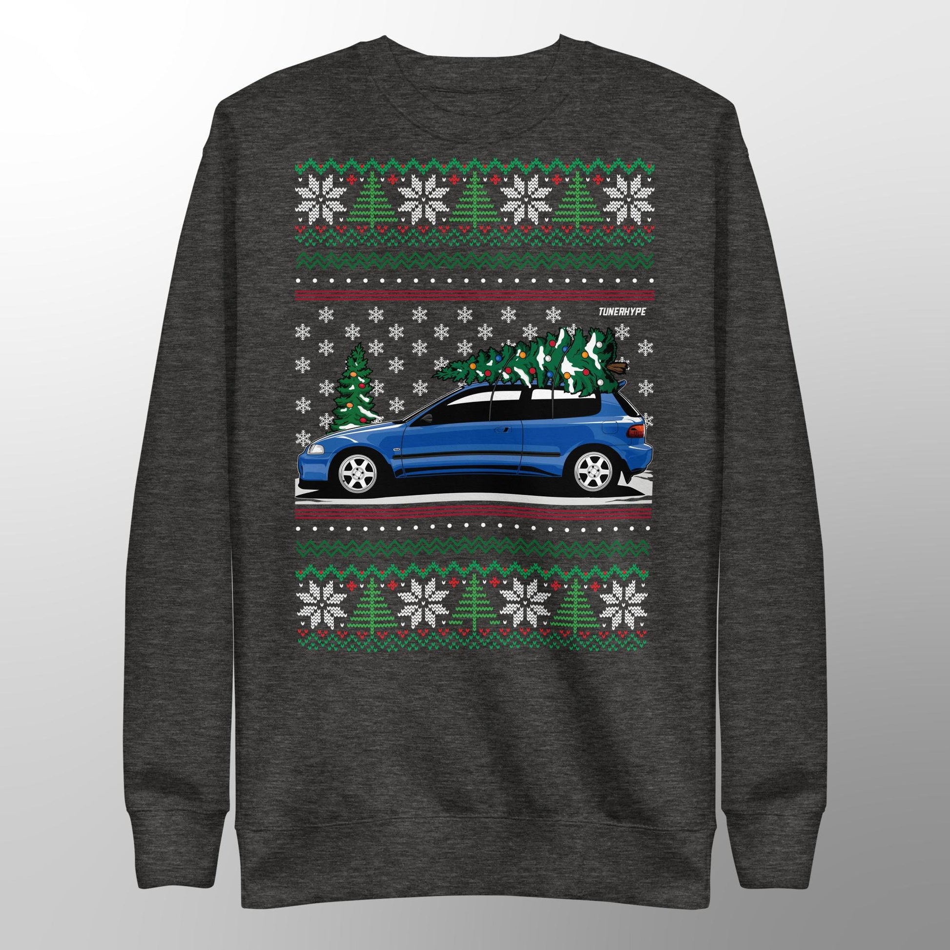 Ugly Christmas Sweater - Honda Civic EG6 on Volks - Ugly Xmas Sweater - Car Guy Holiday Gift, Funny Christmas Gift, JDM gift, Honda Gift