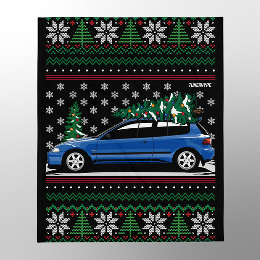 Hässliche Weihnachtsdecke - Honda Civic EG auf Volks - Hässlicher Weihnachtspullover, Weihnachtsgeschenk für Autofahrer, Lustiges Weihnachtsgeschenk, Hässlicher Weihnachtspullover