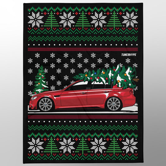 Hässliche Weihnachtsdecke - BMW E90 M3 - Hässlicher Weihnachtspullover, Weihnachtsgeschenk für Autofahrer, Lustiges Weihnachtsgeschenk, Hässlicher Weihnachtspullover, BMW-Geschenk