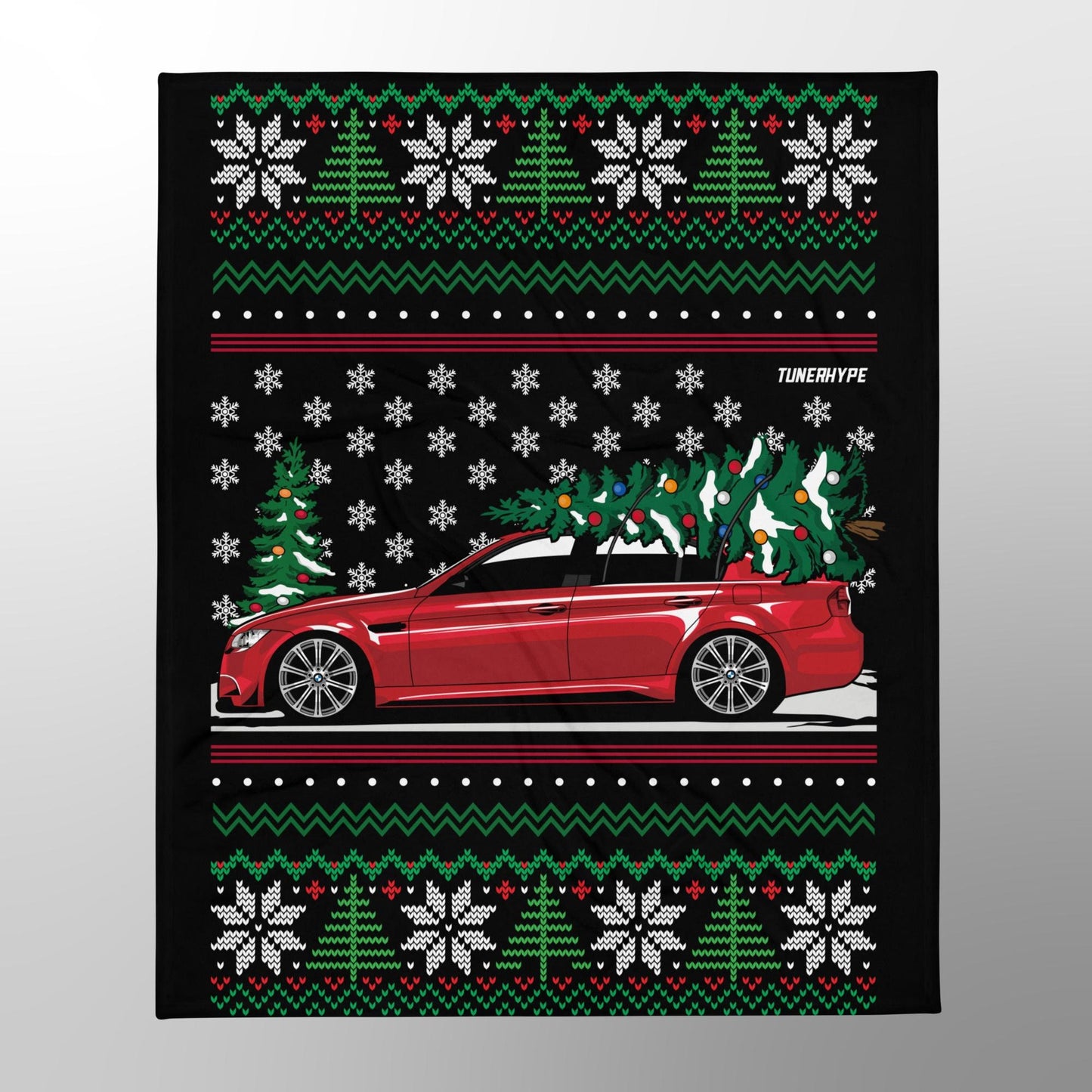 Ugly Christmas Blanket - BMW E90 M3 - Ugly Xmas Sweater, Car Guy Holiday Gift, Funny Christmas Gift, Ugly Christmas Sweater, BMW Gift