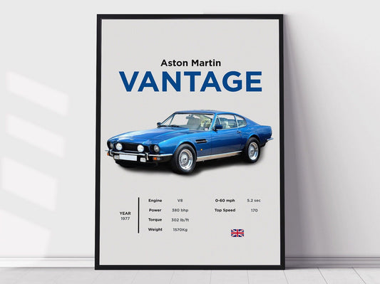 Aston Martin Vantage Poster, Boys Room Decor, Home Office Art, Room Decor, Digital Posters, Car Posters