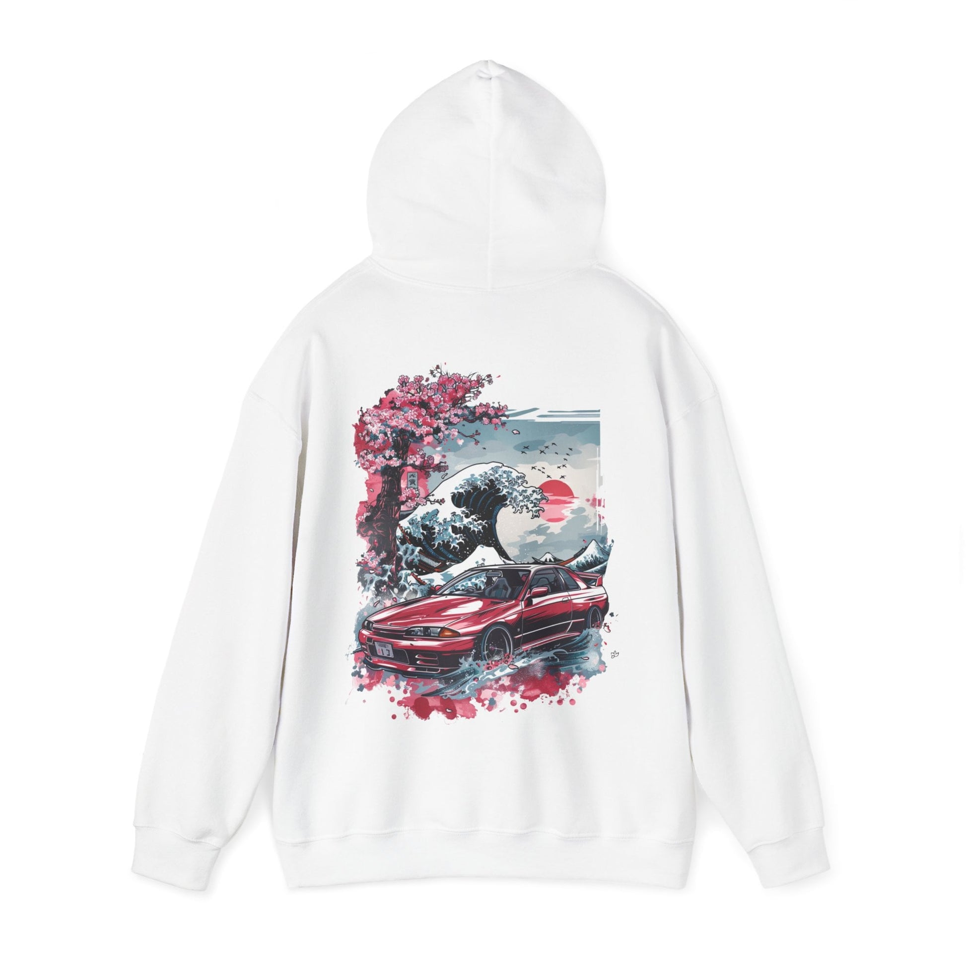 JDM R32 Skyline GTR Back Printed Hoodie Cherry Blossoms