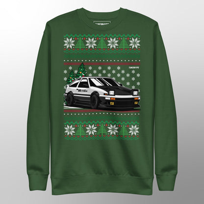 JDM Ugly Christmas Sweater - TRUENO AE86 - Ugly Xmas Sweater - Car Guy Holiday Gift, Funny Christmas Gift, Initial D Gift, Kid Holiday Gift