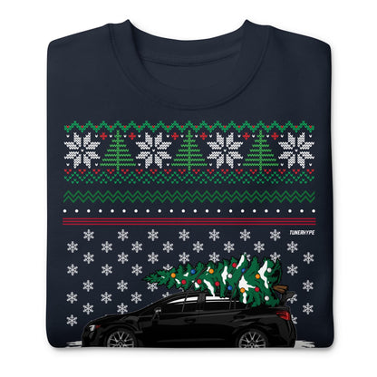 Ugly Christmas Sweater - Subaru WRX STI in Black - Ugly Xmas Sweater - Car Guy Holiday Gift, Funny Christmas Gift, JDM gift, funny car gift