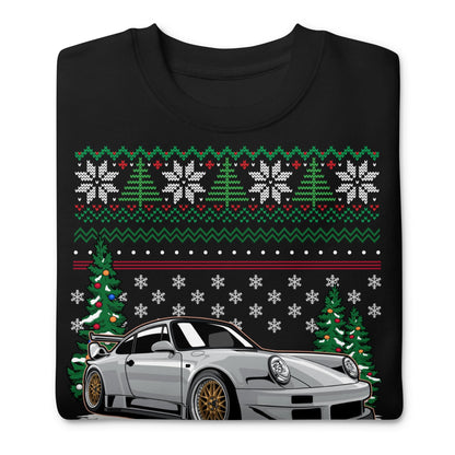 Hässlicher Weihnachtspullover - Porsche 911 964 in Grau - Hässlicher Weihnachtspullover - Weihnachtsgeschenk für Autofahrer, Lustiges Weihnachtsgeschenk, 911-Geschenk, Porsche-Geschenk