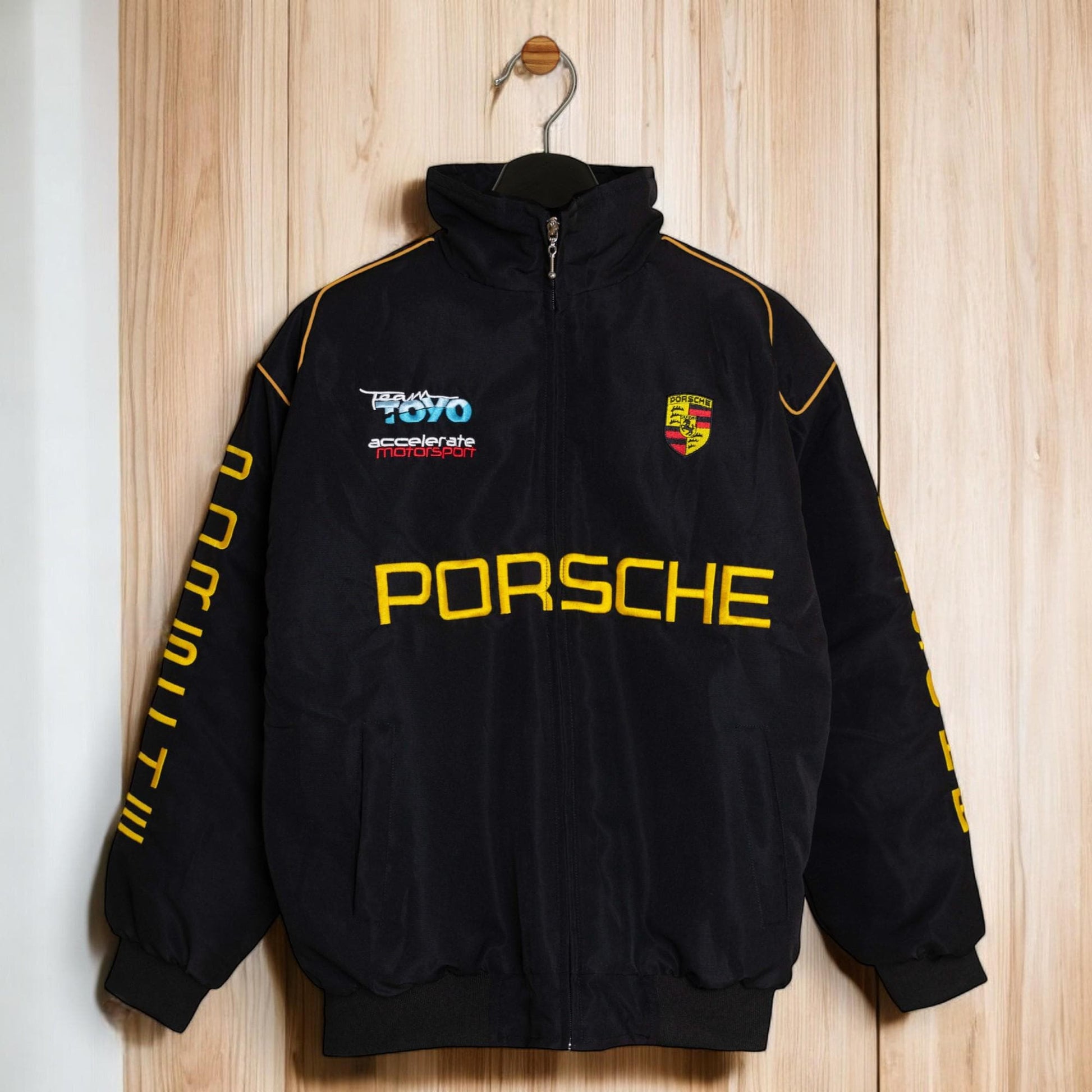 Cool Unisex Porsche Jacket, Y2K Leather Jacket, Modern Racing Jacket, Stylish Streetwear, Leather Jacket With Porsche Patch, Gift For Him